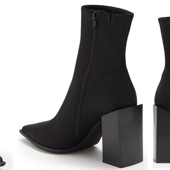 New Jeffrey Campbell Happy Hour Pointed Toe Stretch Black Boot high heels ankle - Picture 4 of 6